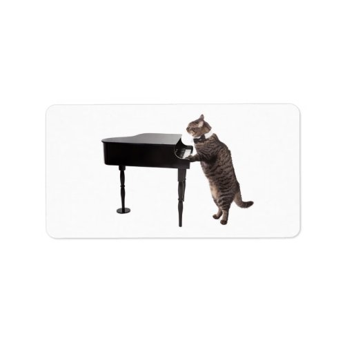 Cat Playing Piano Label