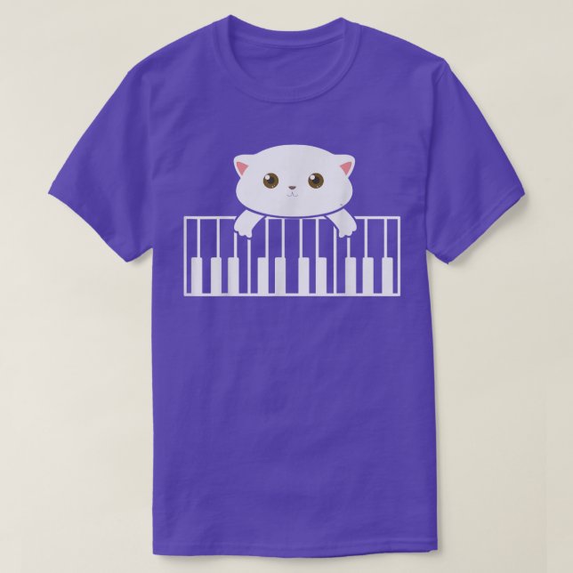 Cat Playing Piano Music Lover Cat Owner Piano Cat  T-Shirt (Design Front)