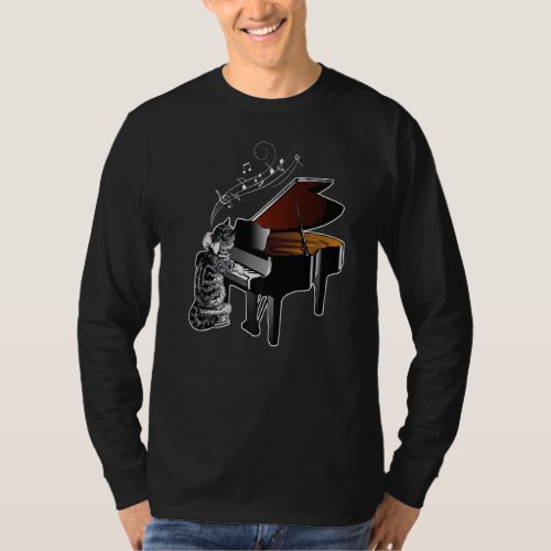 Cat Playing Piano Music Lover Funny Premium T_Shirt