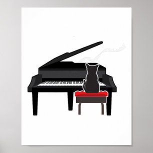 Cat Playing Piano Music Lover Funny T Shirt Poster