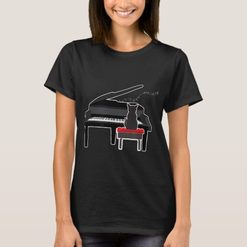 Cat Playing Piano Music Lover Funny T  T_Shirt