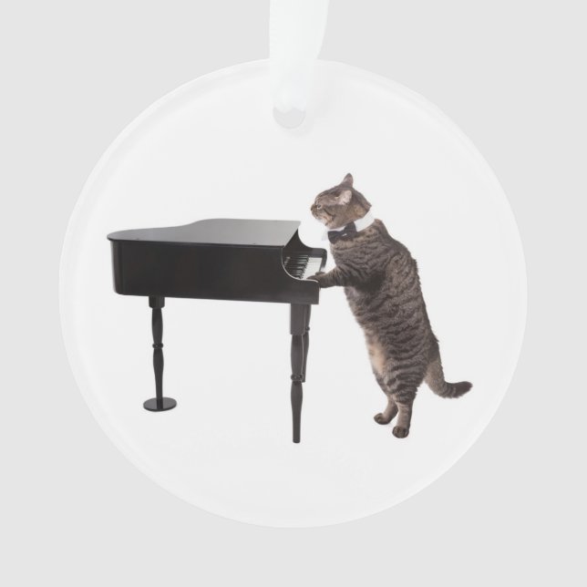 Cat Playing Piano Ornament (Front)