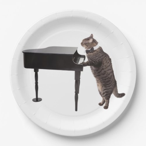Cat Playing Piano Paper Plates