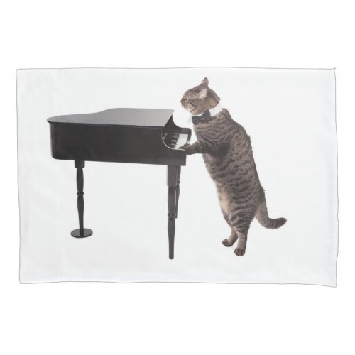 Cat Playing Piano Pillow Case