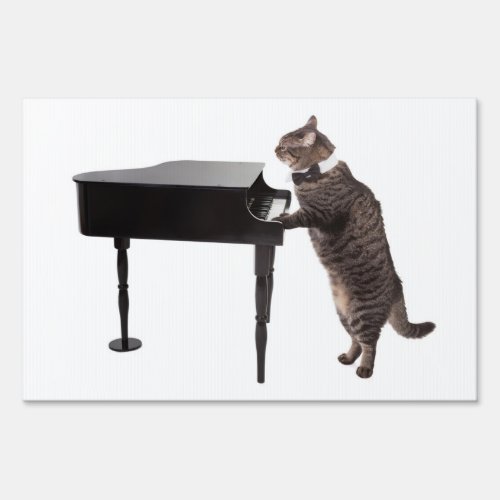 Cat Playing Piano Sign