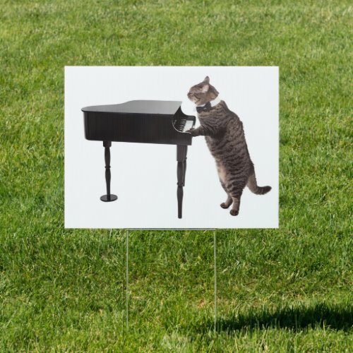 Cat Playing Piano Sign