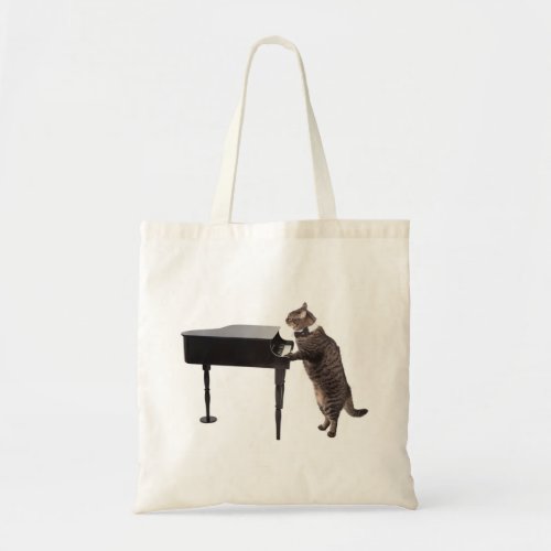 Cat Playing Piano Tote Bag