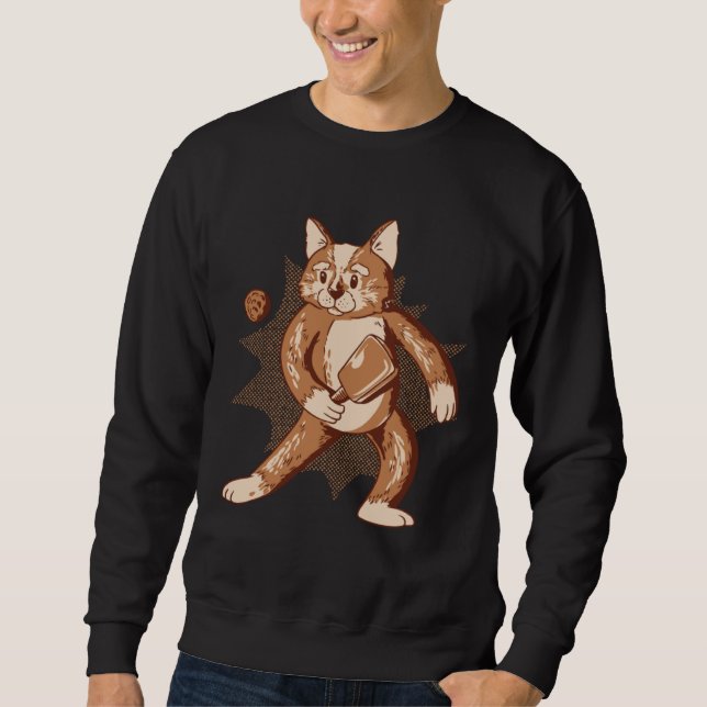 Cat Playing Pickleball  Cat  Cute Pickleball Sweatshirt (Front)