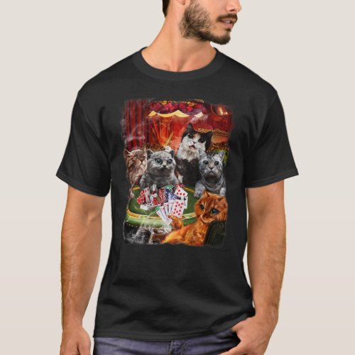 Cat Playing Poker Cards T_Shirt