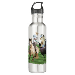 Cat Playing Polo Cats Riding Horse Funny  Stainless Steel Water Bottle