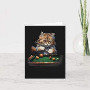 Cat Playing Pool Billiards Cool Funny Cats  Card
