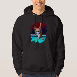 Cat Playing Pool Billiards in Lounge Cool Cats 1 Hoodie
