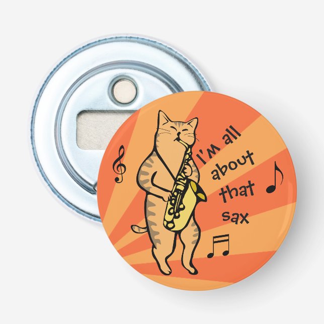 Cat Playing Saxophone  Bottle Opener (Front)