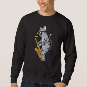 Cat Playing Saxophone Saxiness Saxophonist Jazz Sa Sweatshirt