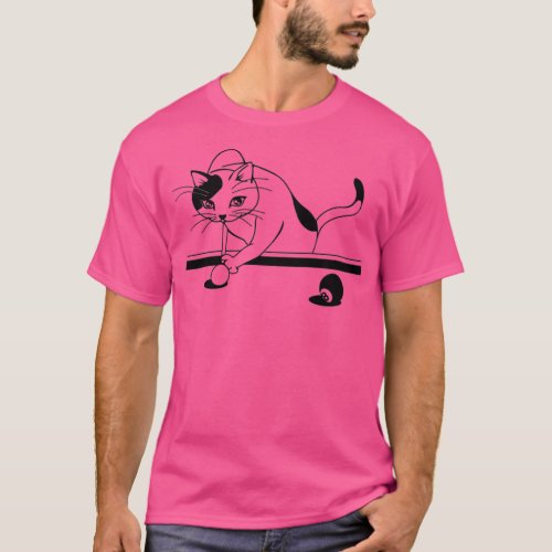 Cat Playing Snooker T_Shirt