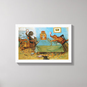 Cat Playing Table tennis, Louis Wain Canvas Print