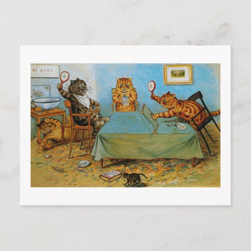 Cat Playing Table tennis Louis Wain Postcard
