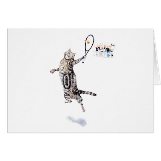 Cat Playing Tennis Cards (Front Horizontal)
