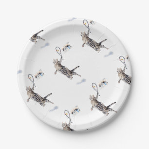 Cat Playing Tennis Paper Plates