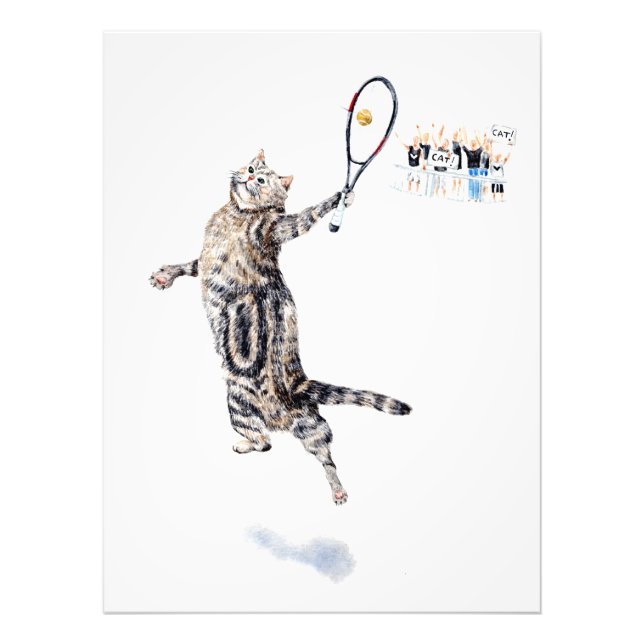 Cat Playing Tennis Photo Print (Front)