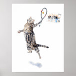 Cat Playing Tennis Poster at Zazzle