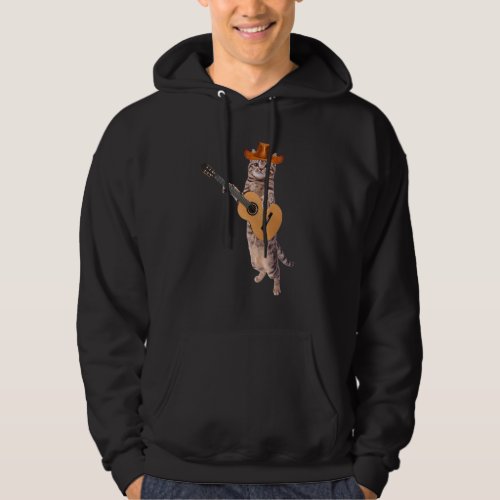 Cat Playing The Acoustic Guitar Funny Cat Guitar M Hoodie