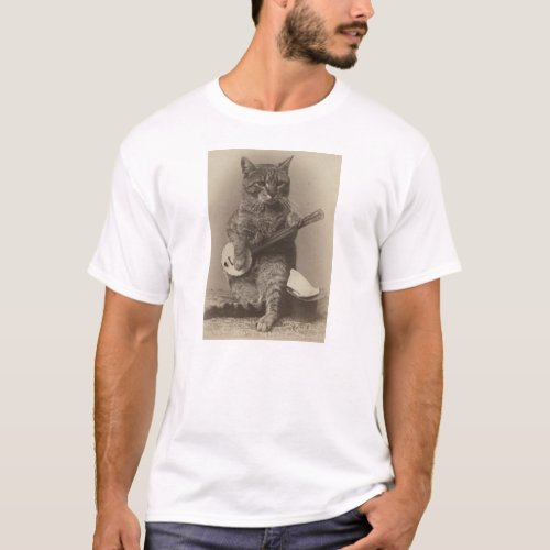 Cat Playing the Banjo T_shirts Funny T_Shirt
