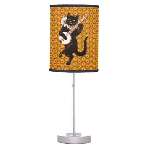 Cat Playing the Banjo Table Lamp