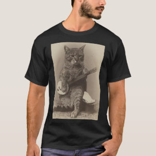 CAT Playing the BANJO VINTAGE t-shirts
