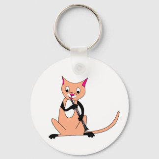 Cat Playing the Clarinet Keychain