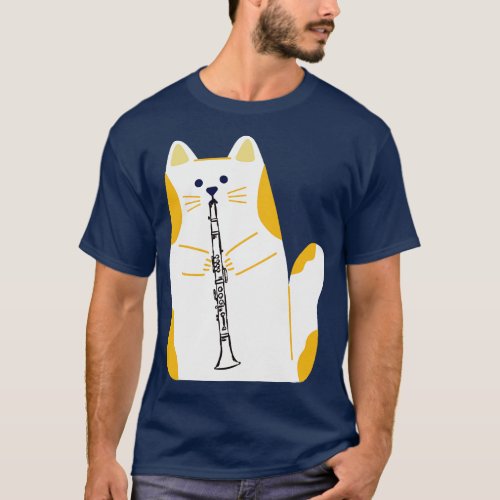 Cat Playing The Clarinet  T_Shirt