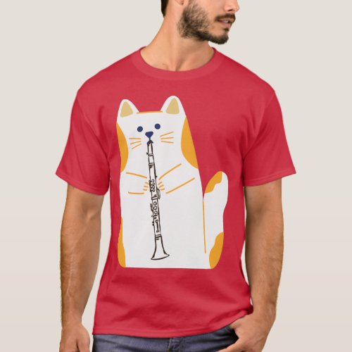 cat playing the CLARINET  T_Shirt
