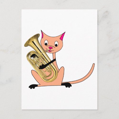 Cat Playing the Euphonium Postcard