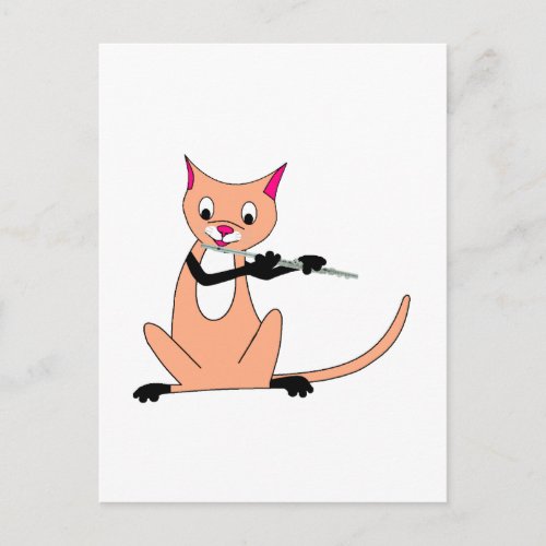 Cat Playing the Flute Postcard