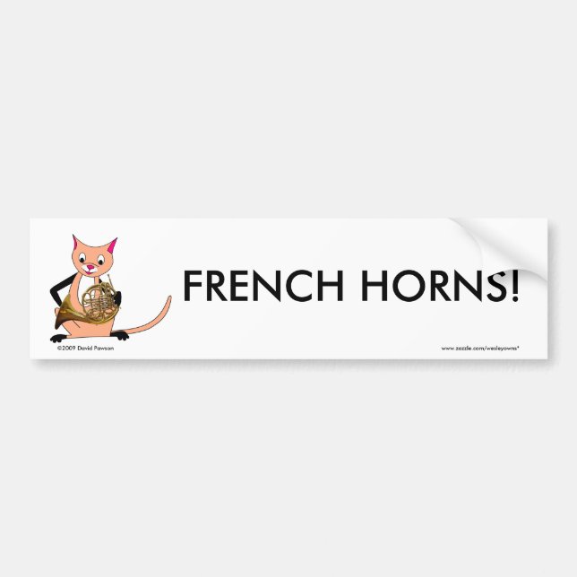Cat Playing the French Horn Bumper Sticker (Front)