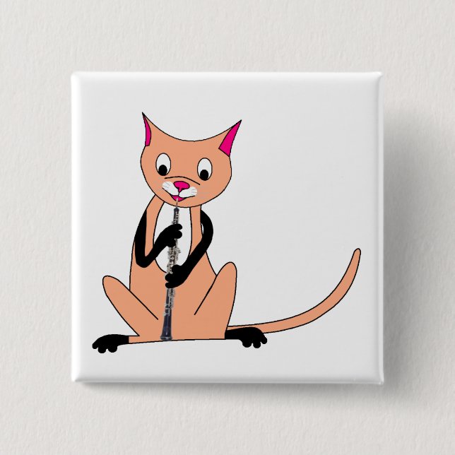Cat Playing the Oboe Button (Front)