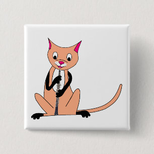 Cat Playing the Oboe Button