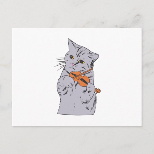Cat playing the violin _ Choose background color Postcard