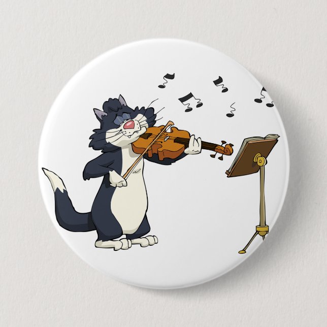 Cat Playing The Violin Pinback Button (Front)