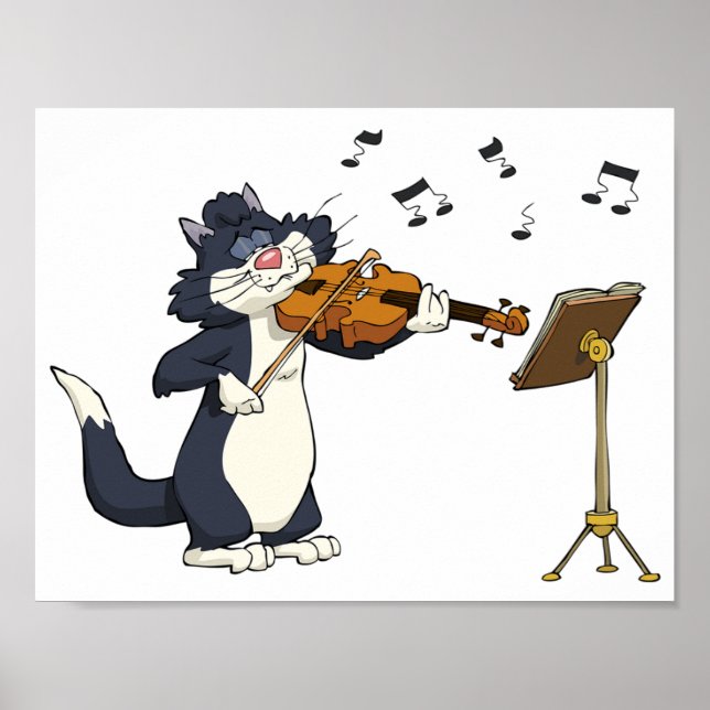 Cat Playing The Violin Poster (Front)