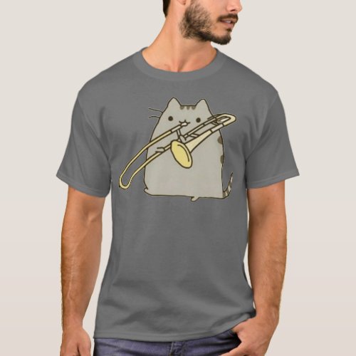 Cat Playing Trombone Saxophone  T_Shirt