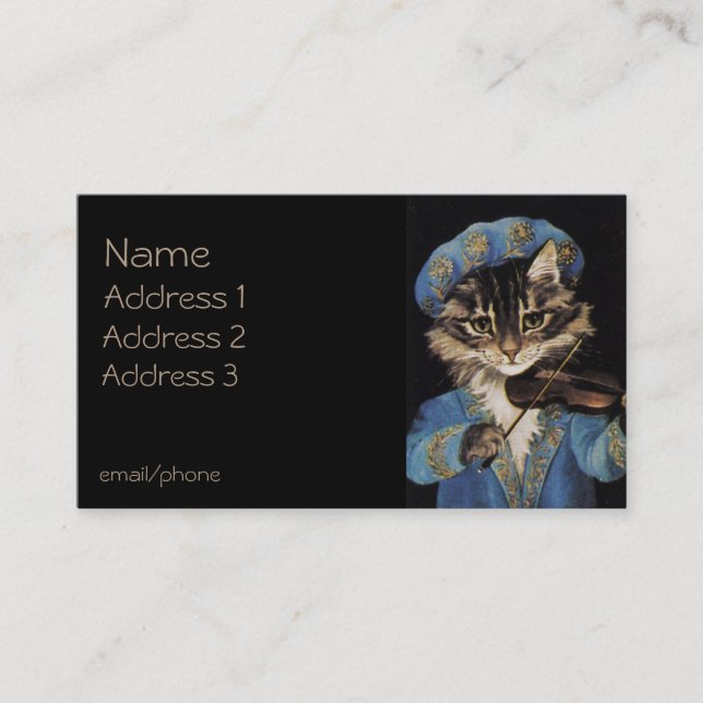 Cat Playing Violin Business Card (Front)
