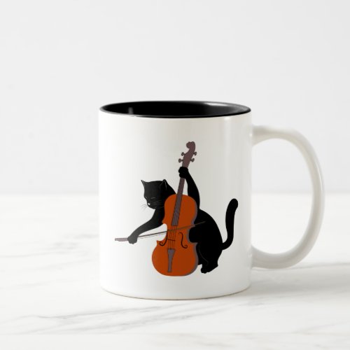Cat Playing Violin Cat And Music Make Me Happy Two_Tone Coffee Mug