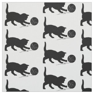 Cat Playing with a Ball of Yarn Fabric