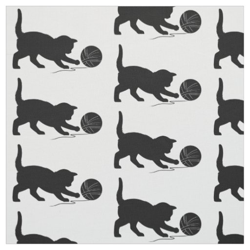 Cat Playing with a Ball of Yarn Fabric