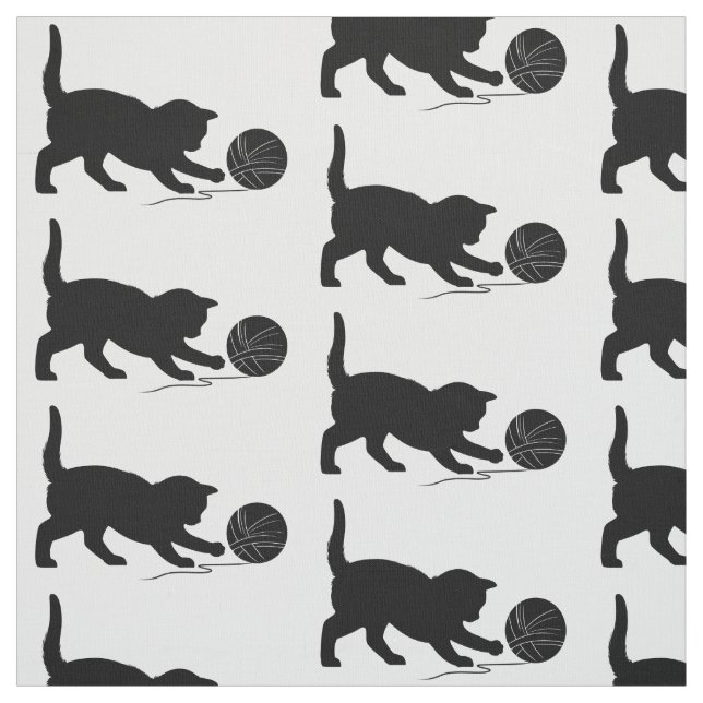 Cat Playing with a Ball of Yarn Fabric (Swatch)