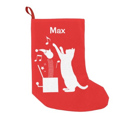 Cat Playing with Jack-in-the Box Small Christmas Stocking