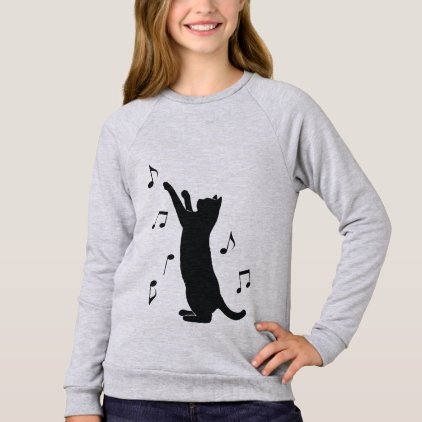 Cat Playing with Music Notes Sweatshirt