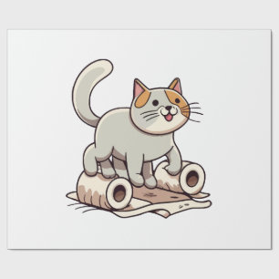 Cat Playing with Toilet Paper