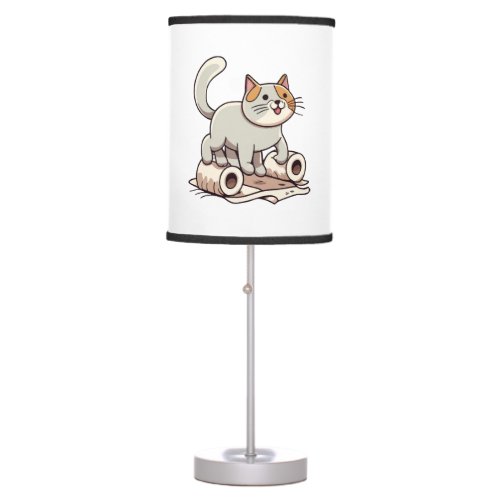 Cat Playing with Toilet Paper Table Lamp